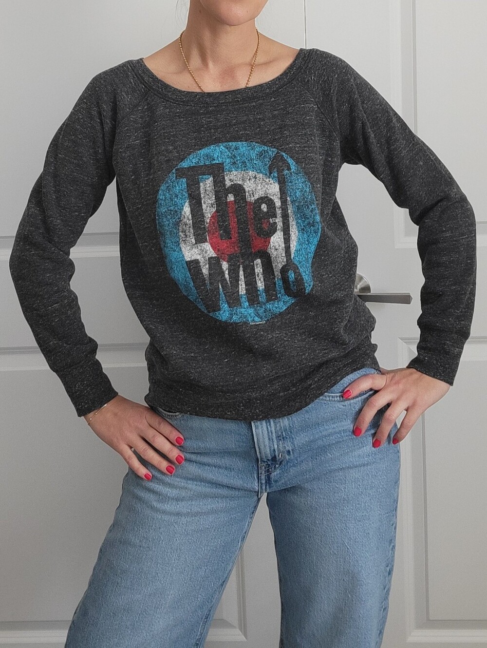 The Who Vintage Graphic Scoop Neck Sweatshirt - Charcoal